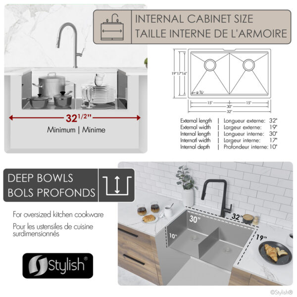 Stylish 32'' Versa32 Kitchen Sink, product view 6