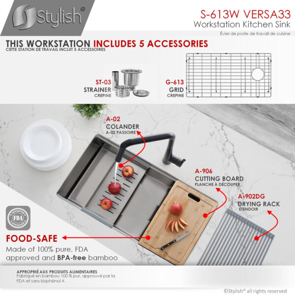 Stylish 33'' Versa33 Kitchen Sink, product view 11