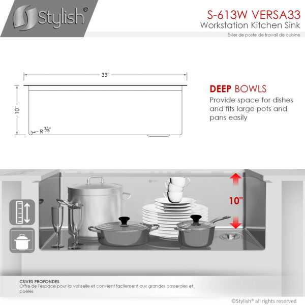 Stylish 33'' Versa33 Kitchen Sink, product view 8