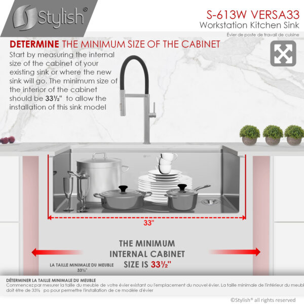 Stylish 33'' Versa33 Kitchen Sink, product view 9