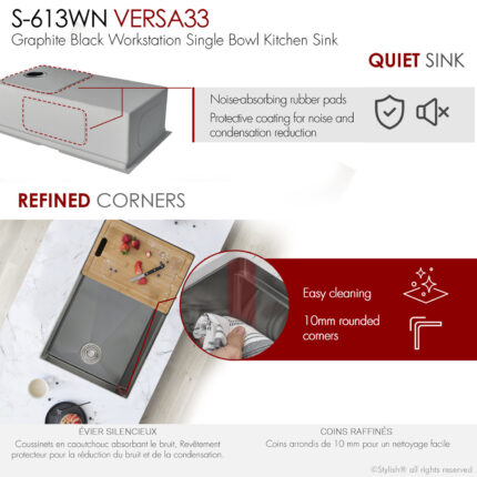 Stylish 33'' Versa33 Kitchen Sink, product view 2