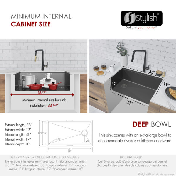 Stylish 33'' Versa33 Kitchen Sink, product view 10