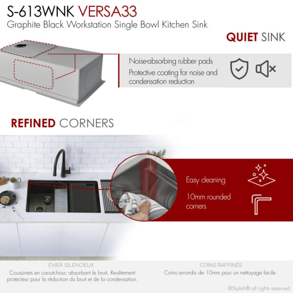 Stylish 33'' Versa33 Kitchen Sink, product view 5