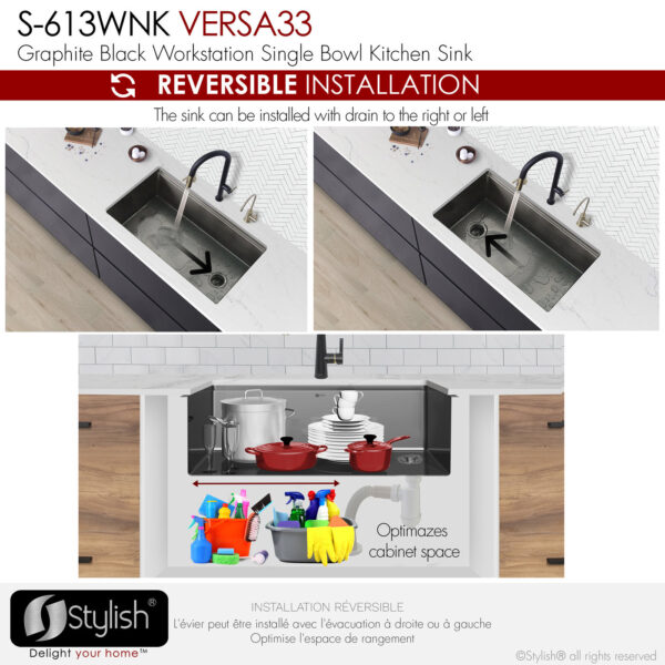Stylish 33'' Versa33 Kitchen Sink, product view 6