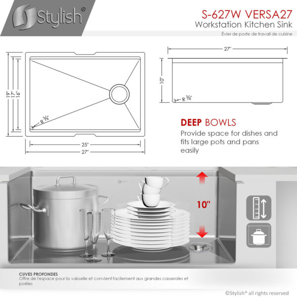 Stylish 27'' Versa27 Kitchen Sink, product view 8