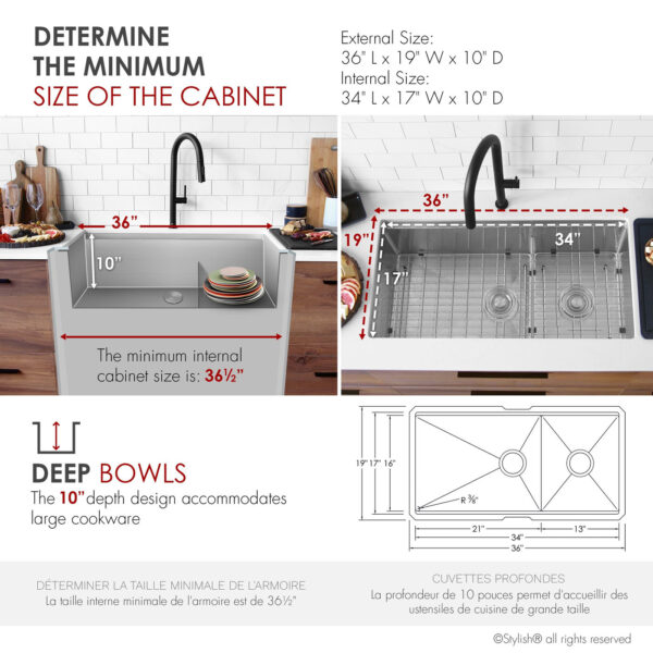 Stylish 36'' Versa Kitchen Sink, product view 4