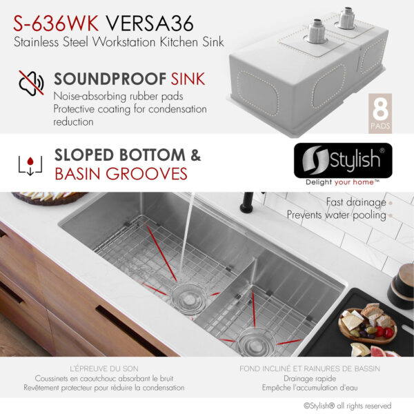 Stylish 36'' Versa Kitchen Sink, product view 7