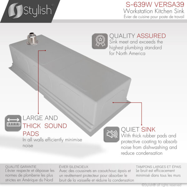 Stylish 39'' Versa39 Kitchen Sink, product view 3