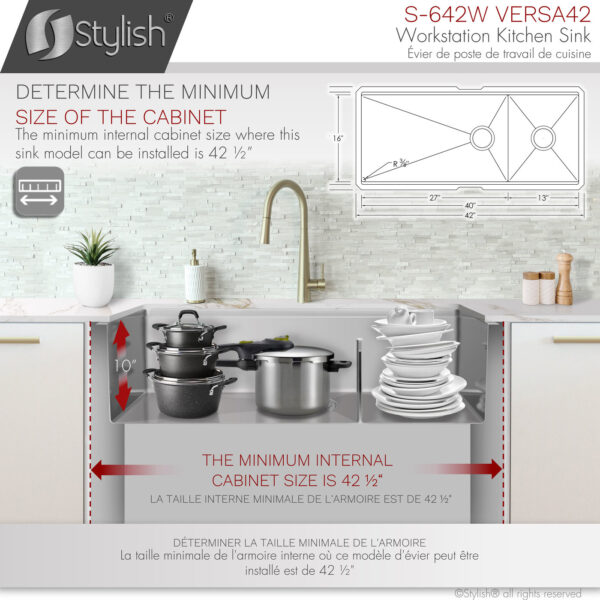 Stylish 42'' Versa42 Kitchen Sink, product view 11