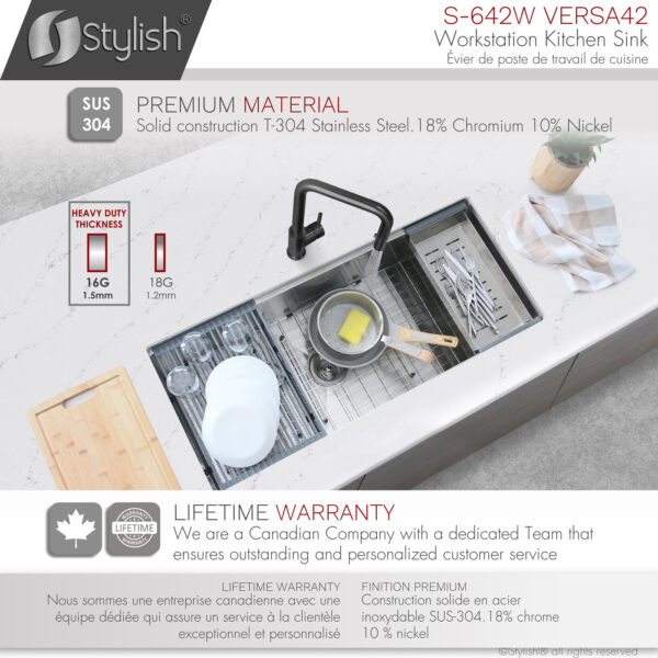Stylish 42'' Versa42 Kitchen Sink, product view 4