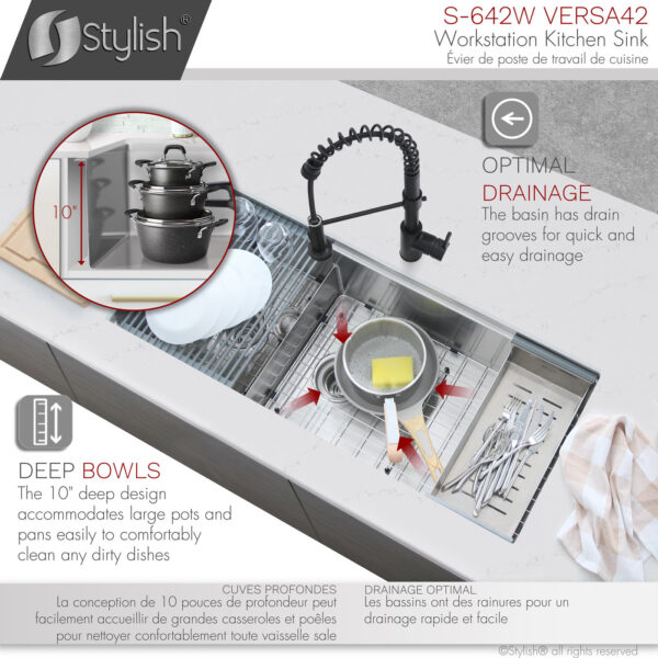 Stylish 42'' Versa42 Kitchen Sink, product view 6