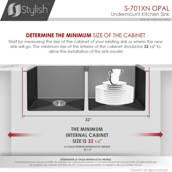 Stylish 32'' Opal Kitchen Sink, product view 11