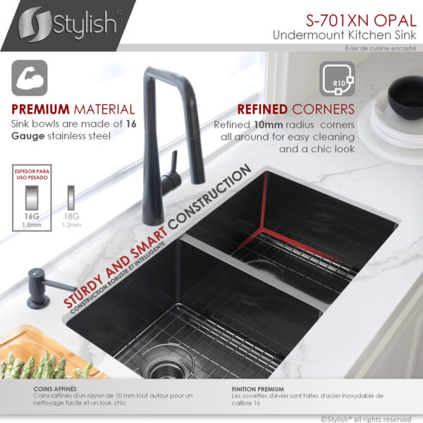 Stylish 32'' Opal Kitchen Sink, product view 6