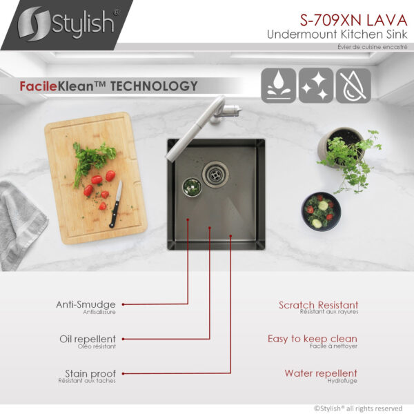 Stylish 16'' Lava Kitchen Sink, product view 3
