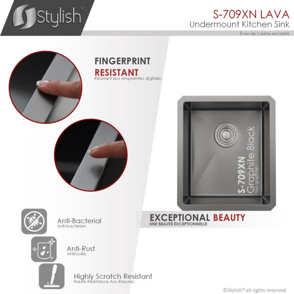 Stylish 16'' Lava Kitchen Sink, product view 4