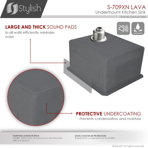 Stylish 16'' Lava Kitchen Sink, product view 6