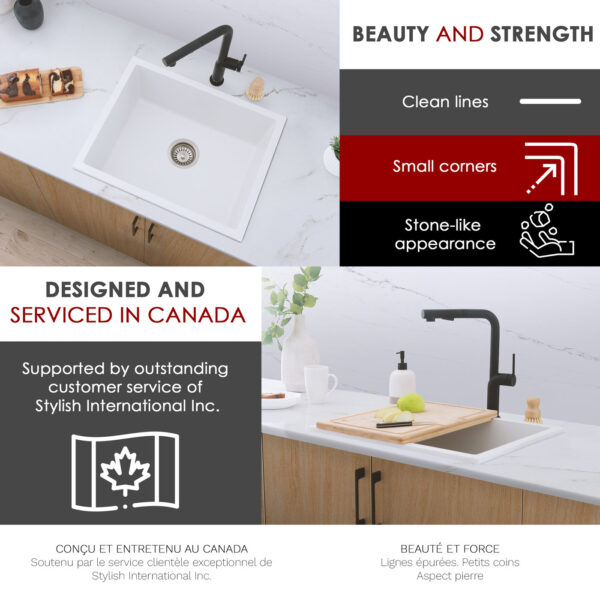 Stylish 22'' Aspen Kitchen Sink, product view 6