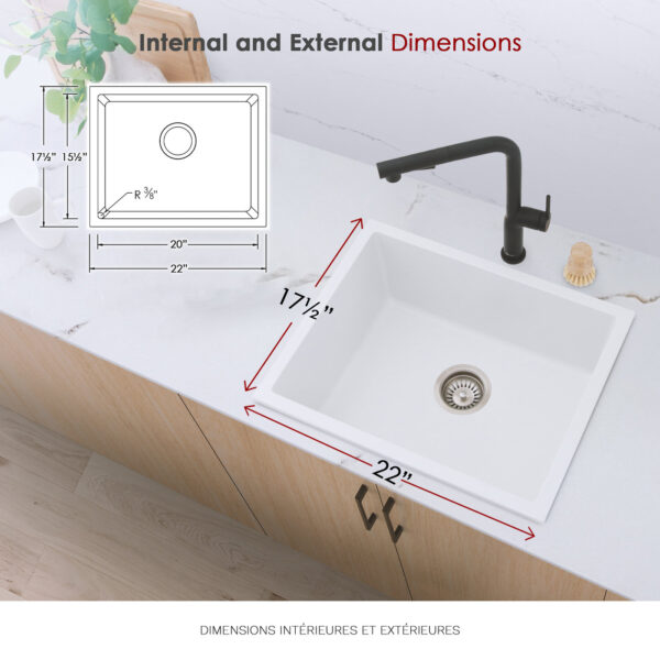 Stylish 22'' Aspen Kitchen Sink, product view 8