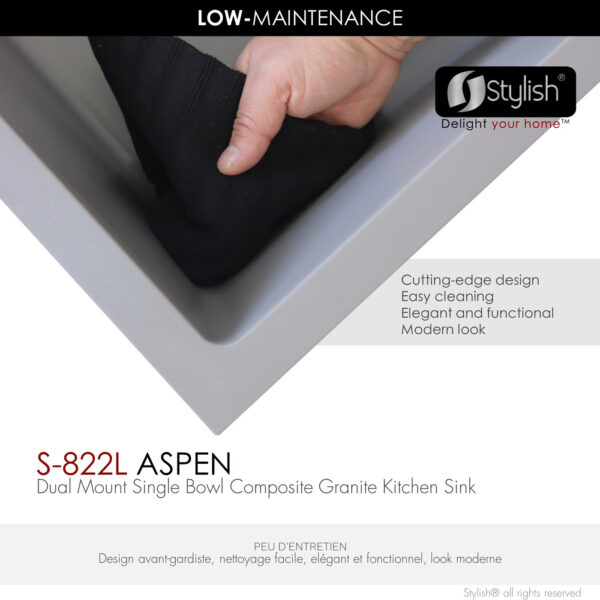 Stylish 22'' Aspen Kitchen Sink, product view 4
