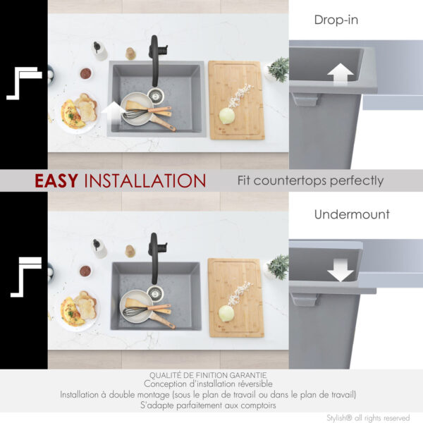 Stylish 22'' Aspen Kitchen Sink, product view 8