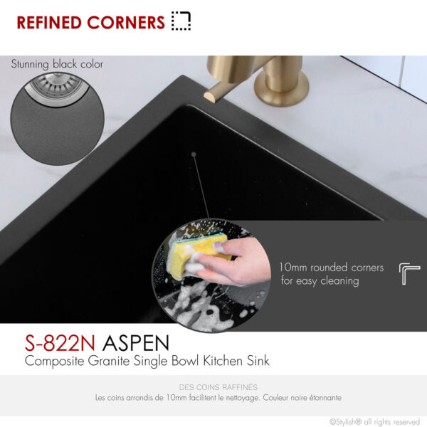 Stylish 22'' Aspen Kitchen Sink, product view 3