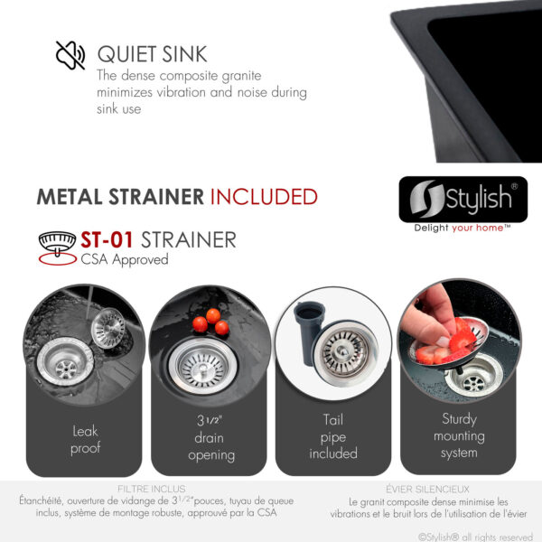 Stylish 22'' Aspen Kitchen Sink, product view 6