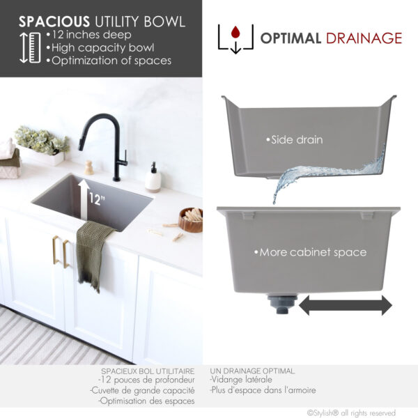 Stylish 25'' Killarney Kitchen Sink, product view 6