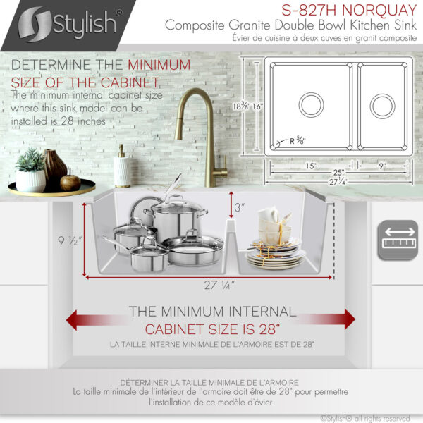 Stylish 27'' Norquay Kitchen Sink, product view 11