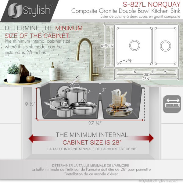 Stylish 27'' Norquay Kitchen Sink, product view 11