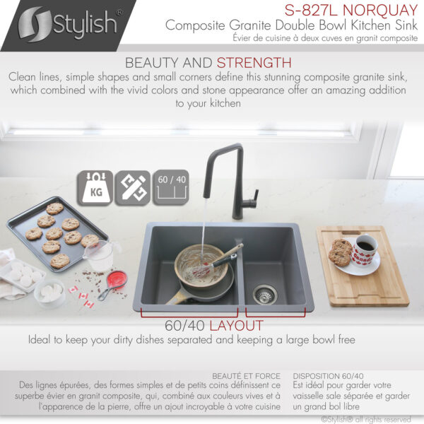 Stylish 27'' Norquay Kitchen Sink, product view 4