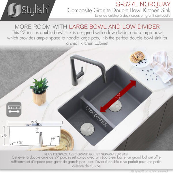 Stylish 27'' Norquay Kitchen Sink, product view 7