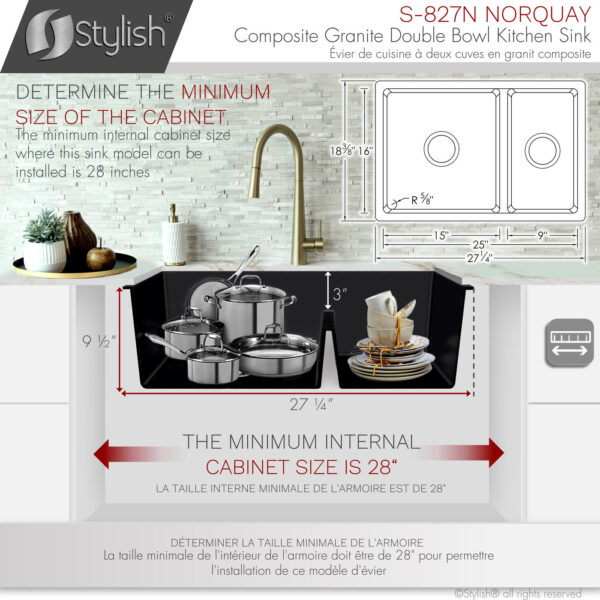 Stylish 27'' Norquay Kitchen Sink, product view 11