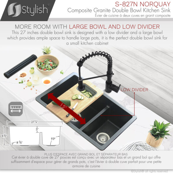 Stylish 27'' Norquay Kitchen Sink, product view 7