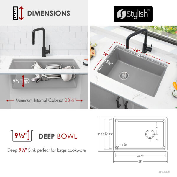 Stylish 28'' Kinbrook Kitchen Sink, product view 5