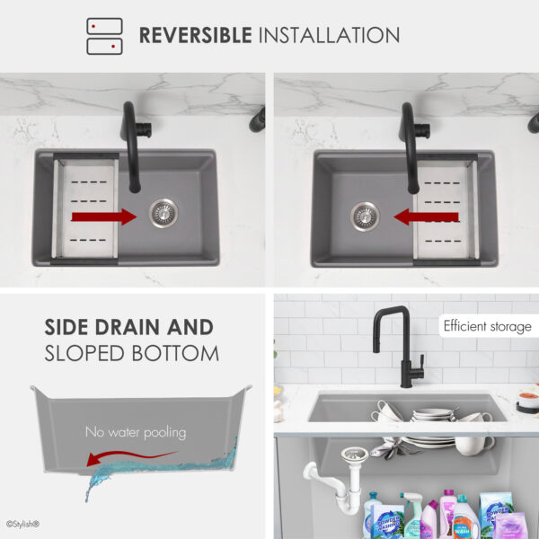 Stylish 28'' Kinbrook Kitchen Sink, product view 6