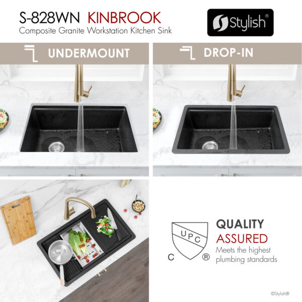 Stylish 28'' Kinbrook Kitchen Sink, product view 3