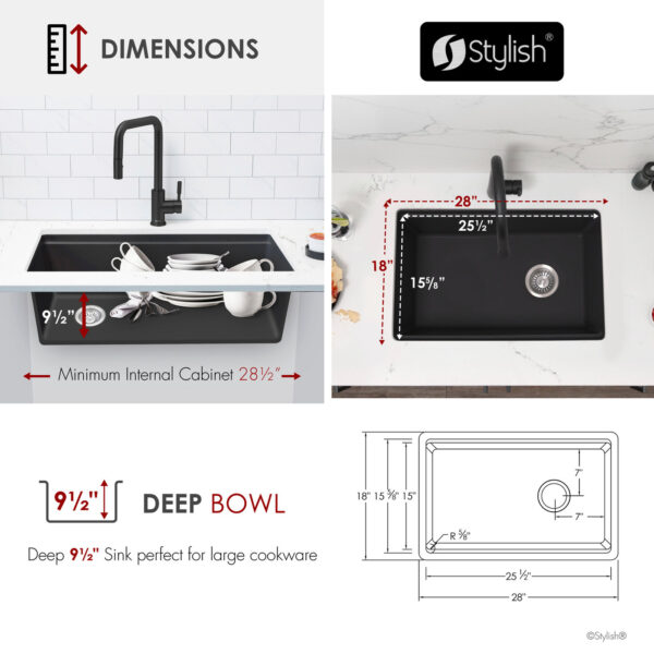 Stylish 28'' Kinbrook Kitchen Sink, product view 5