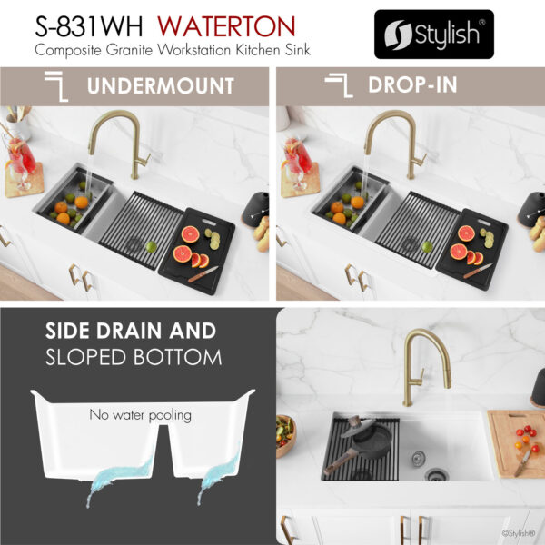Stylish 30'' Waterton Kitchen Sink, product view 3