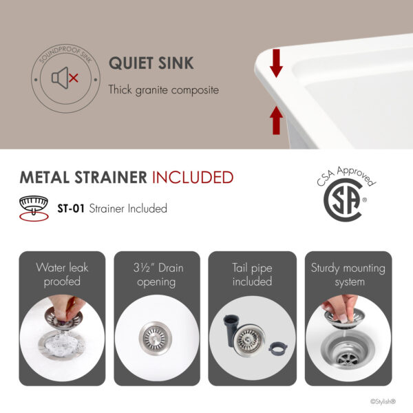 Stylish 30'' Waterton Kitchen Sink, product view 7
