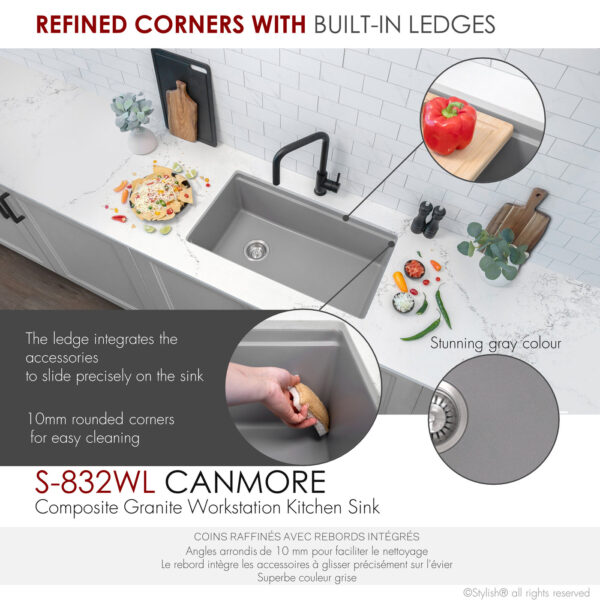 Stylish 32'' Canmore Kitchen Sink, product view 4