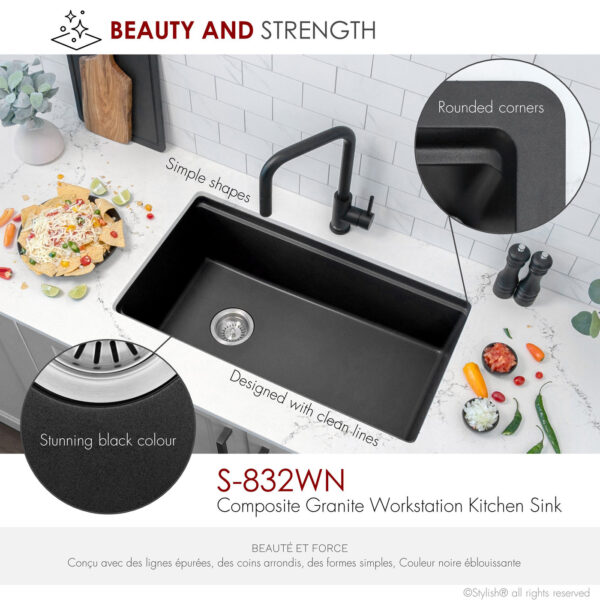 Stylish 32'' Canmore Kitchen Sink, product view 4