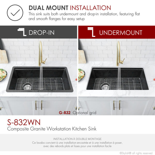 Stylish 32'' Canmore Kitchen Sink, product view 6