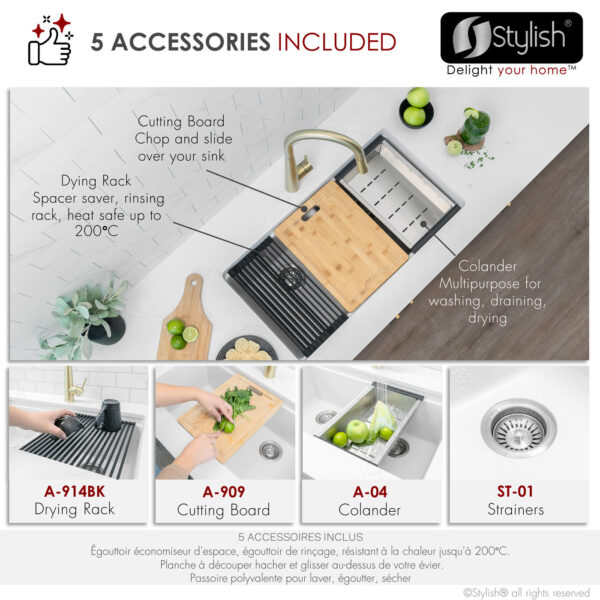 Stylish 33'' Banff Kitchen Sink, product view 6