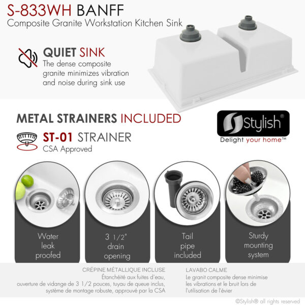 Stylish 33'' Banff Kitchen Sink, product view 7