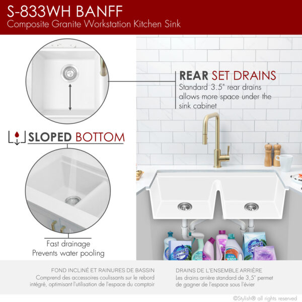 Stylish 33'' Banff Kitchen Sink, product view 8