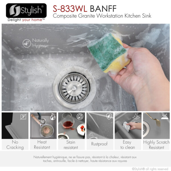 Stylish 33'' Banff Kitchen Sink, product view 12