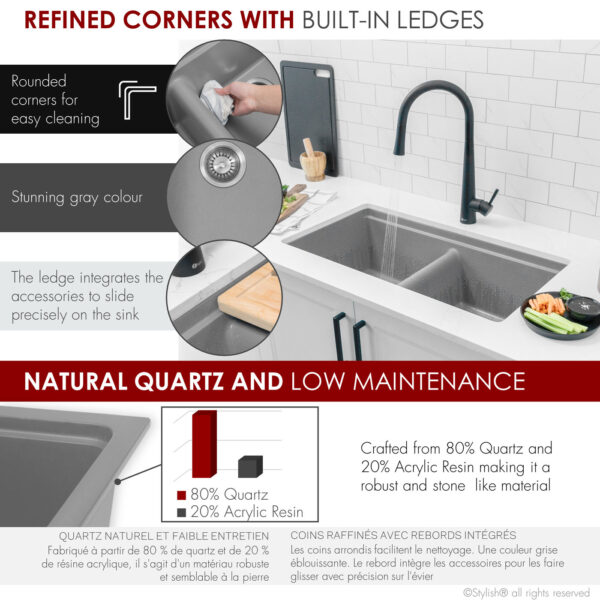 Stylish 33'' Banff Kitchen Sink, product view 3