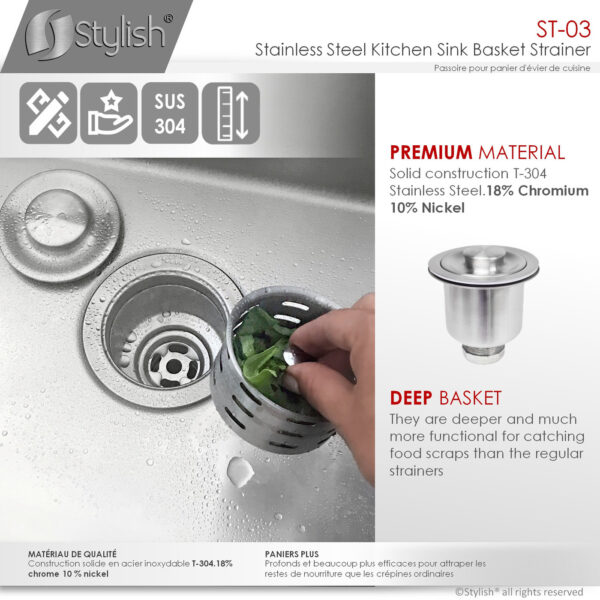 Stylish Luxury Basket Strainer Sink Strainer, product view 4