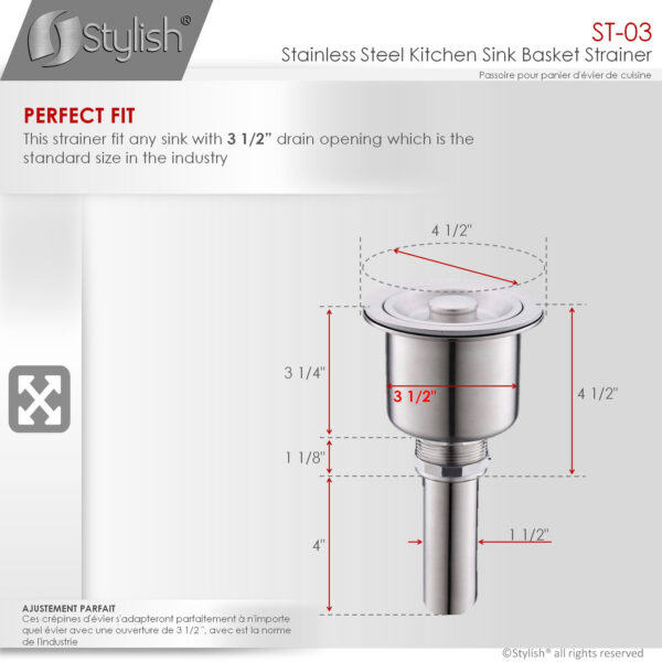Stylish Luxury Basket Strainer Sink Strainer, product view 6