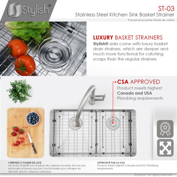 Stylish Luxury Basket Strainer Sink Strainer, product view 7